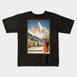 Chamonix, Mont Blan, Ski Poster Kids T-Shirt